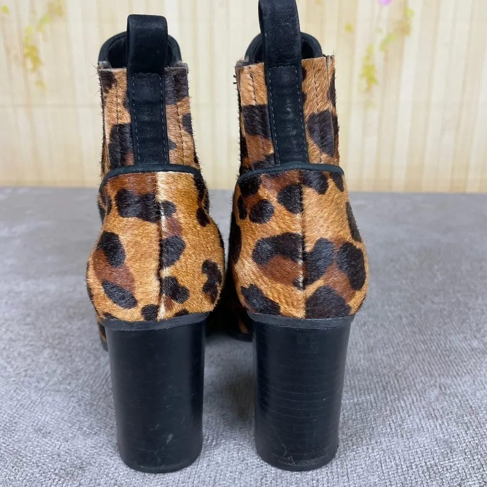 SCHUTZ Leopard Print Fur Booties Size 5 - Image 11