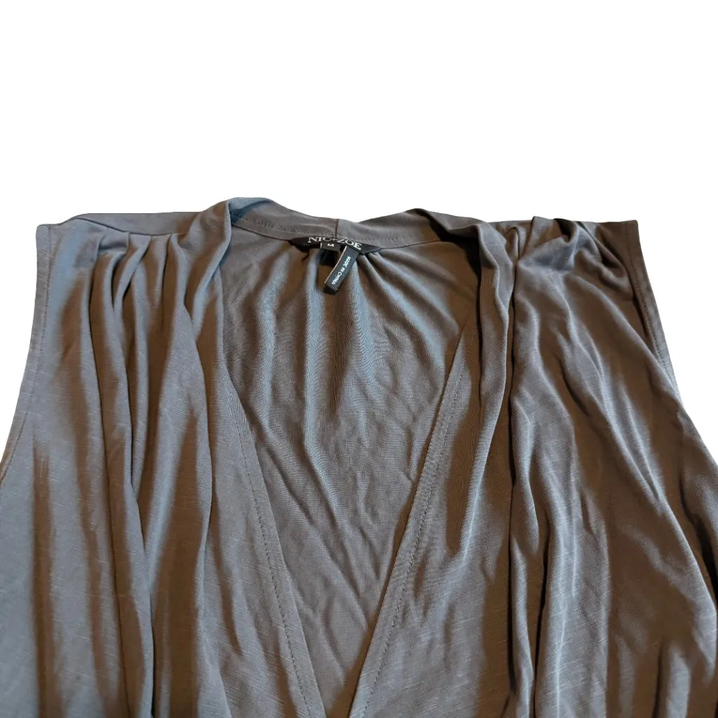 Nic + Zoe Grey Sleeveless Blouse Shirt Top Low Cut Stretch Flowy Size Medium - Image 3