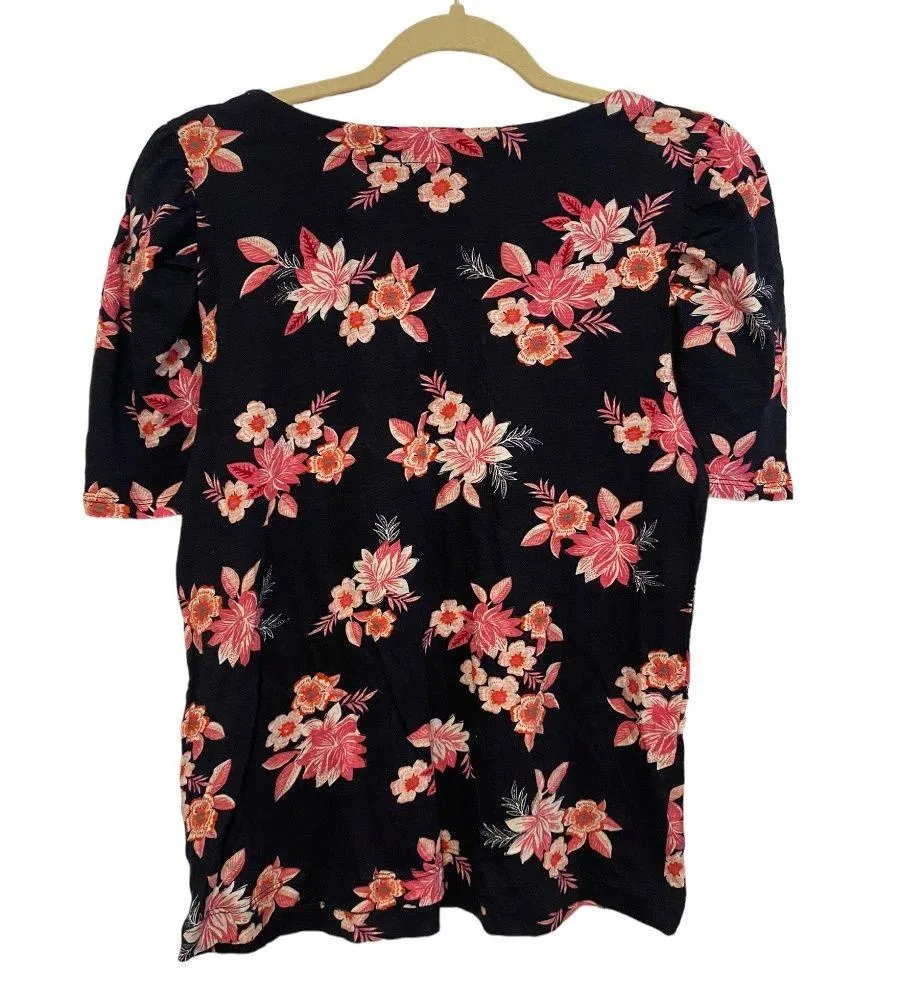 NWT  LOFT Blue and Pink Floral Short Sleeve Shirt - Image 5