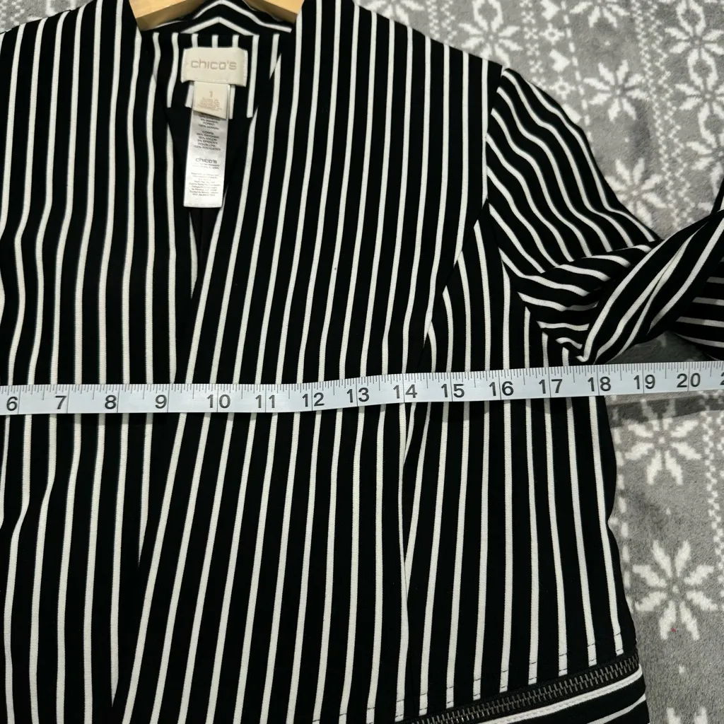 New Chico's Striped Knit Jacket Black & White Size Medium Chico's Size‎ 1 - Image 13