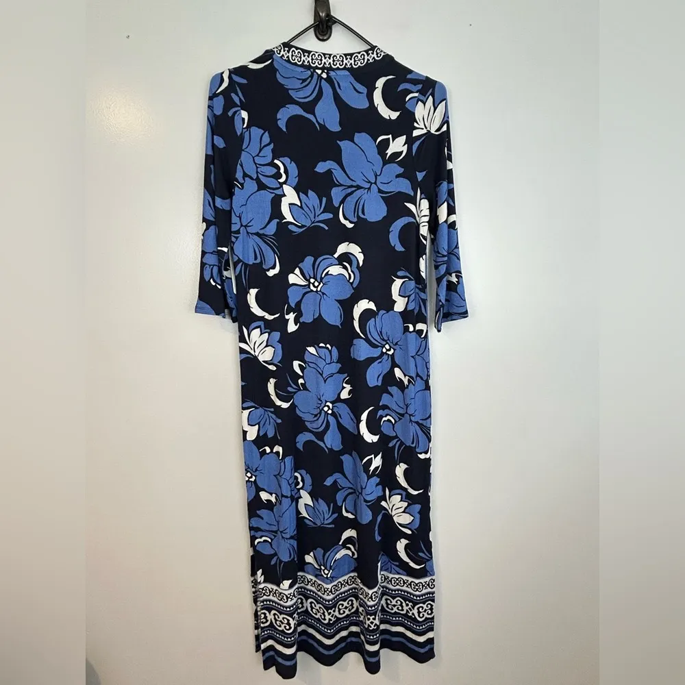 NWT Soft Surroundings Sedona Floral Maxi Dress in Marina Blue Size Petite XS - Image 8