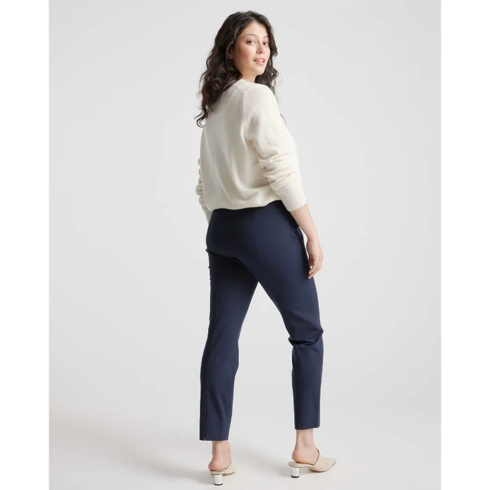 Quince Womens Ultra-Stretch Ponte Pintuck Ankle Pant Navy Blue S - Image 2