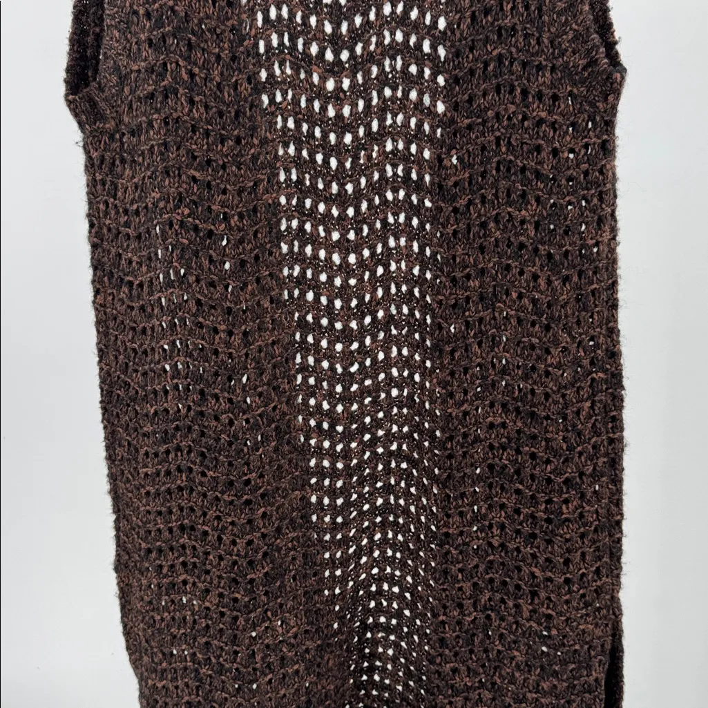 Sanctuary Brown Black crocheted Sweater vest knee length neutral boho S festival - Image 4
