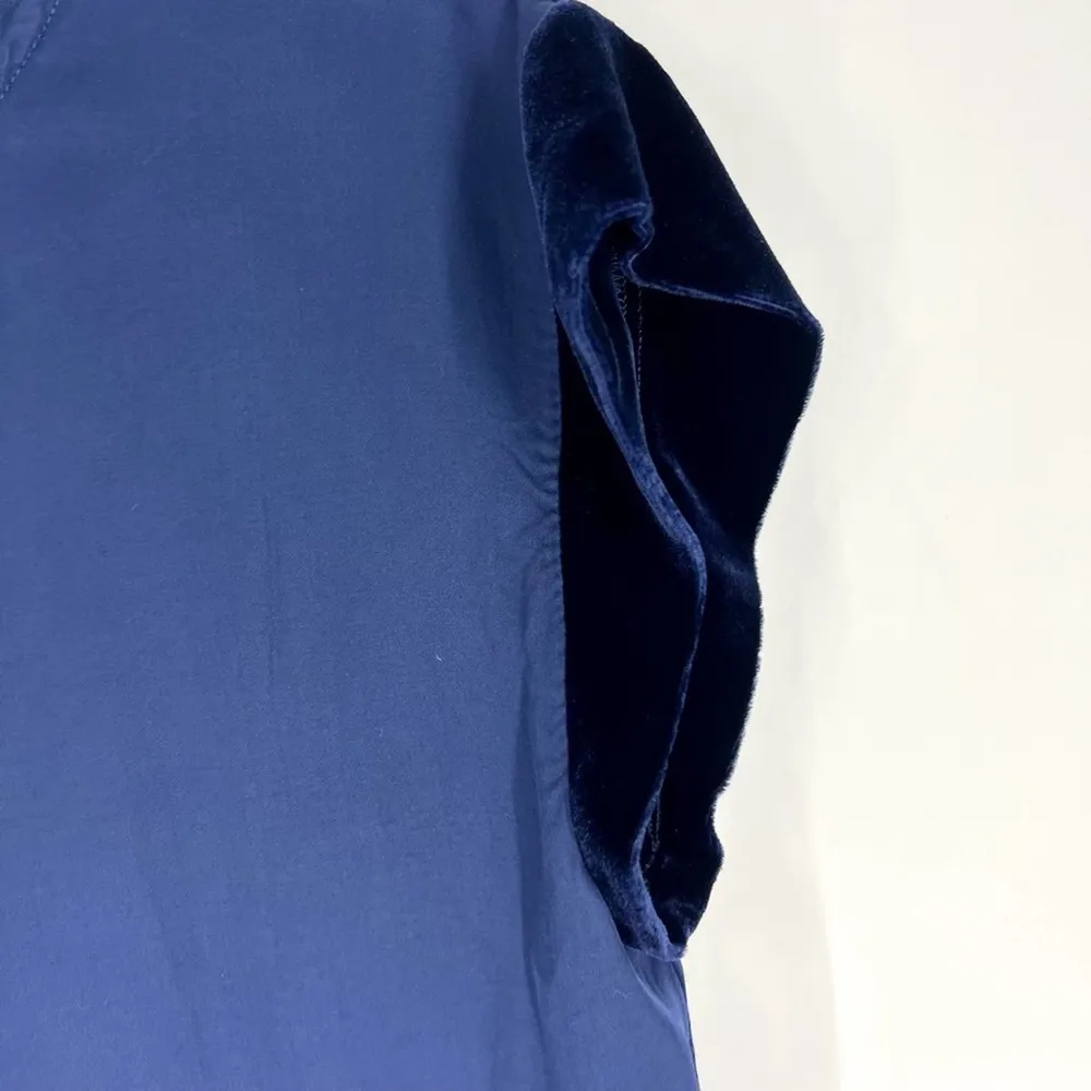 Nation Ltd Dera Cap Sleeve Satin T-Shirt with Velvet Trim Maritime Blue 6 - Image 11