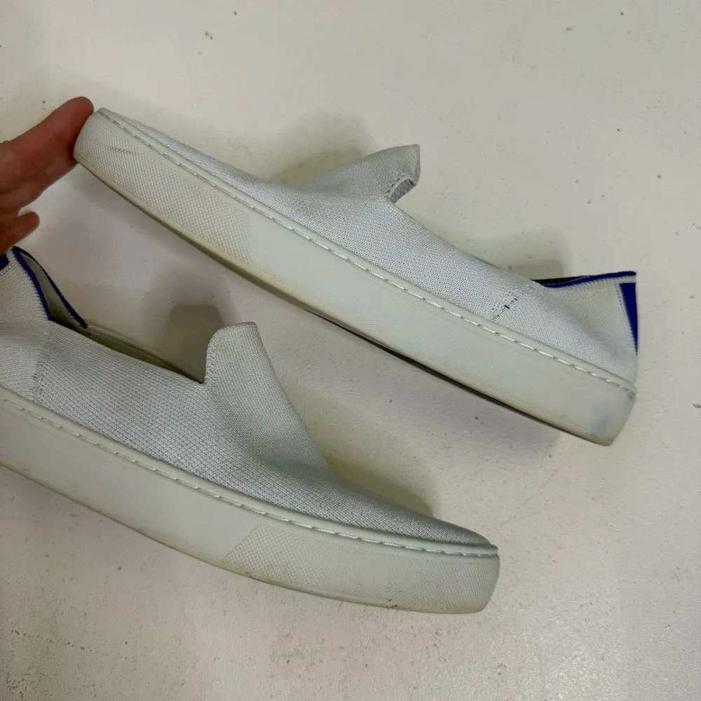 Rothy’s The City Slip-On Sneakers White / Blue Size 9 - Image 7