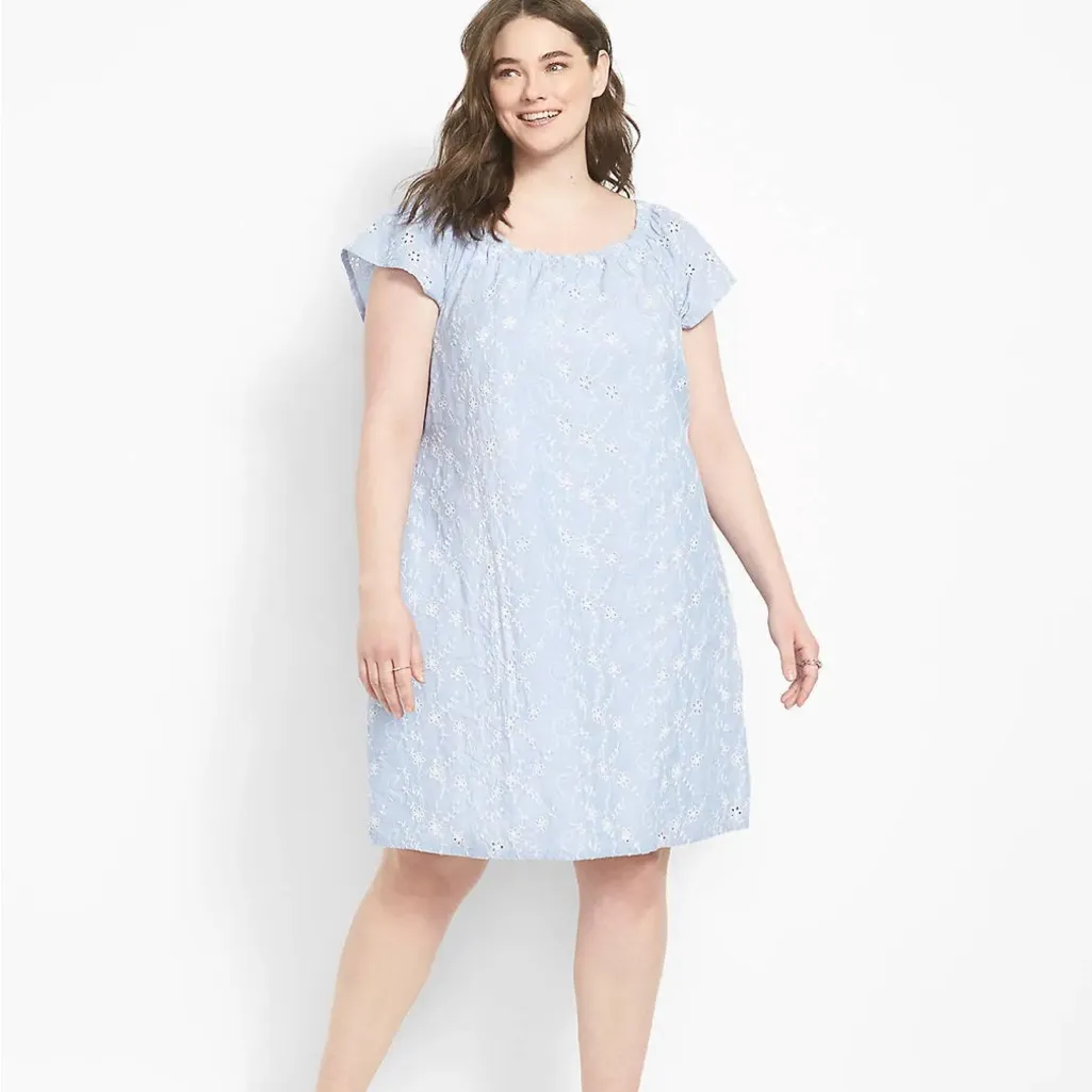 NWOT LANE BRYANT COTTON CONVERTIBLE EYELET DRESS SZ-22/24 - Image 6