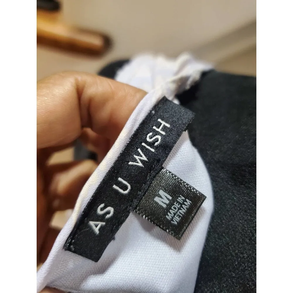 As U Wish Ivory & Green Scoop Neck Cold Shoulder Sleeve Knee Length Dress Size M - Image 8