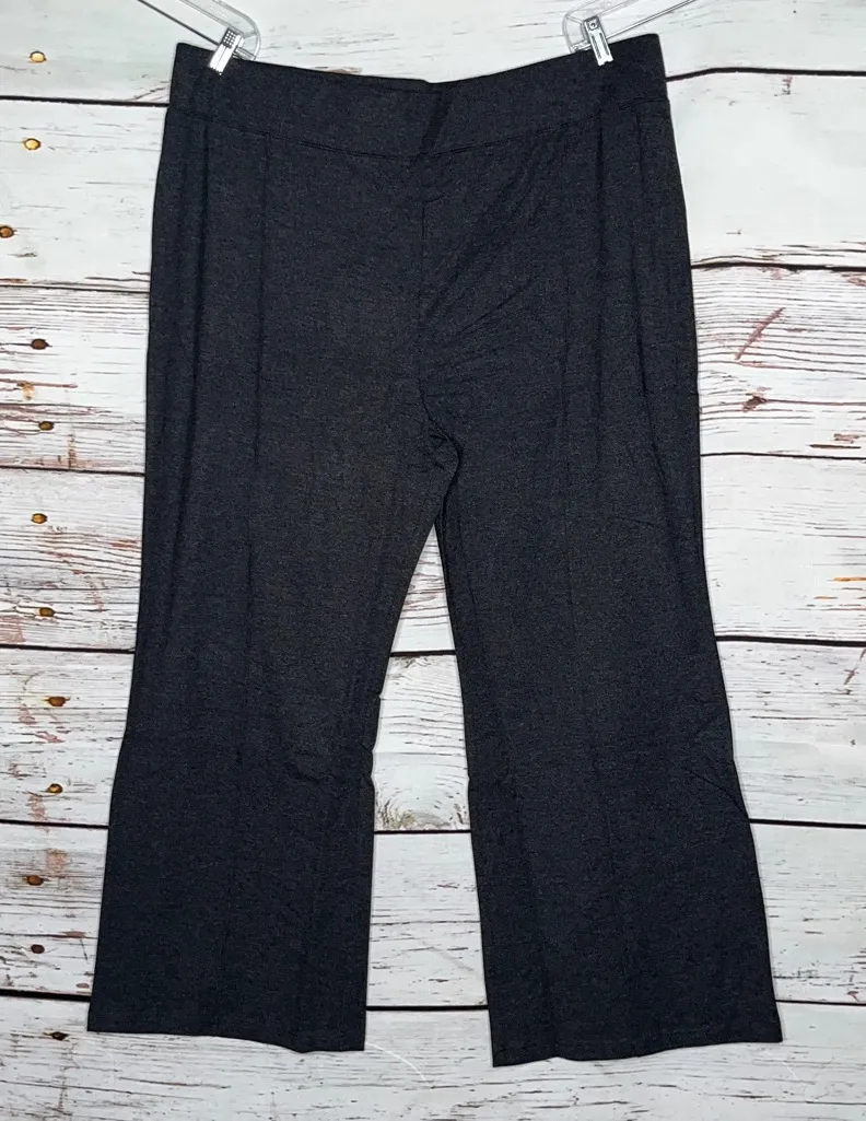 Woman Within NEW Size 26/28 2X Heather Charcoal Front Seam Knit Pull On Pants - Image 1