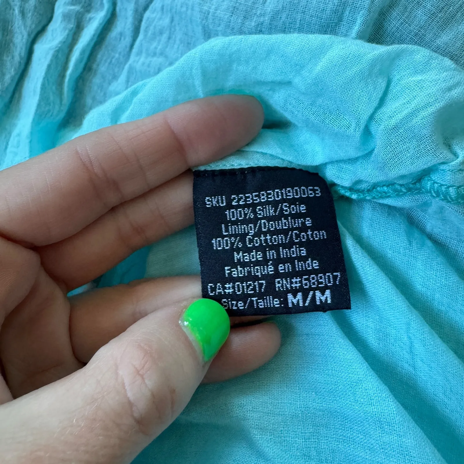 Le Chateau Vintage Silk Beaded Sequin Handkerchief Fairy Midi Dress Blue Size M - Image 7