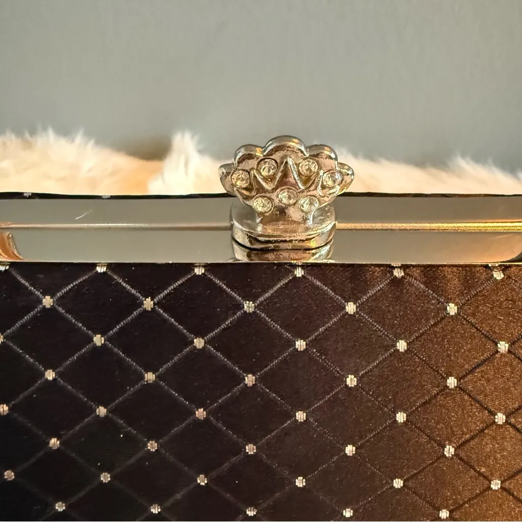 Satin Silver Fleck Formal Evening Bag Black - Image 5