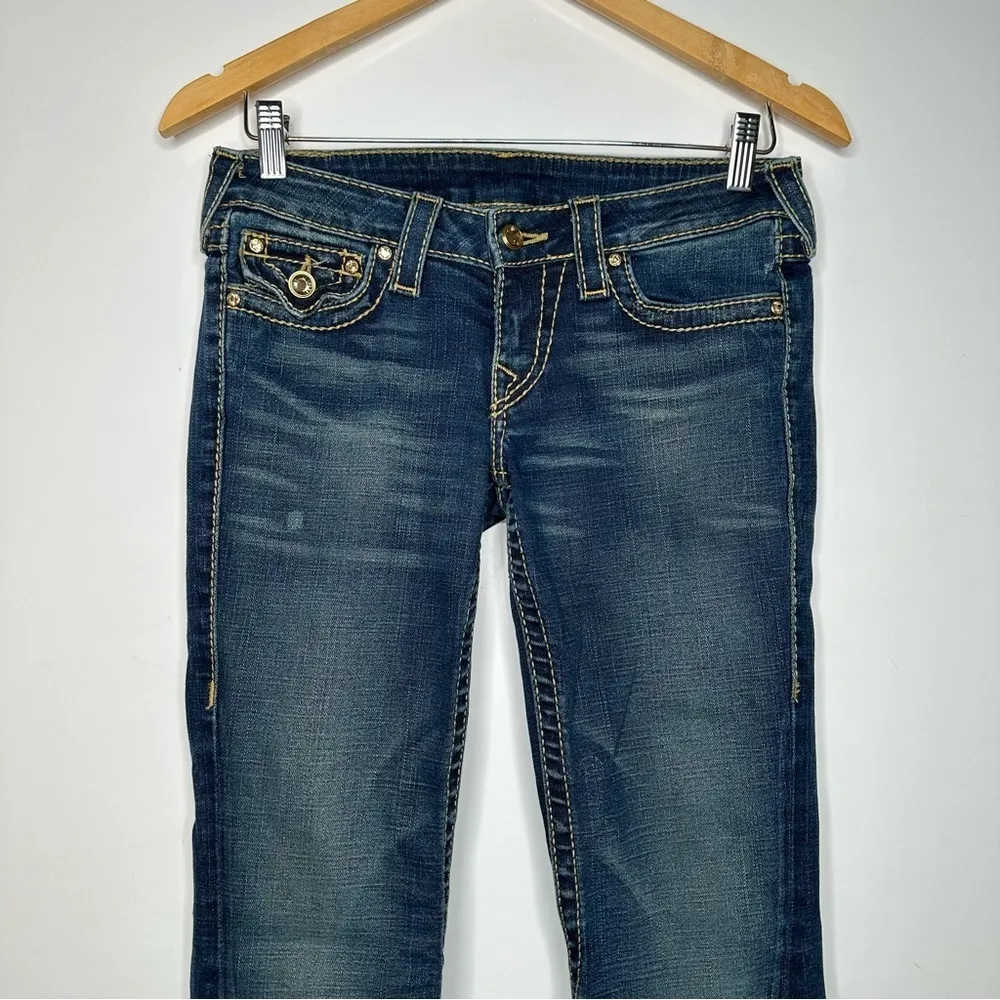 True Religion Joey Big T Gold Disco Flap Pocket Low Rise Flare Jeans Size 27 - Image 9