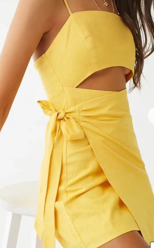 Forever 21 Yellow Wrap Dress - Image 3