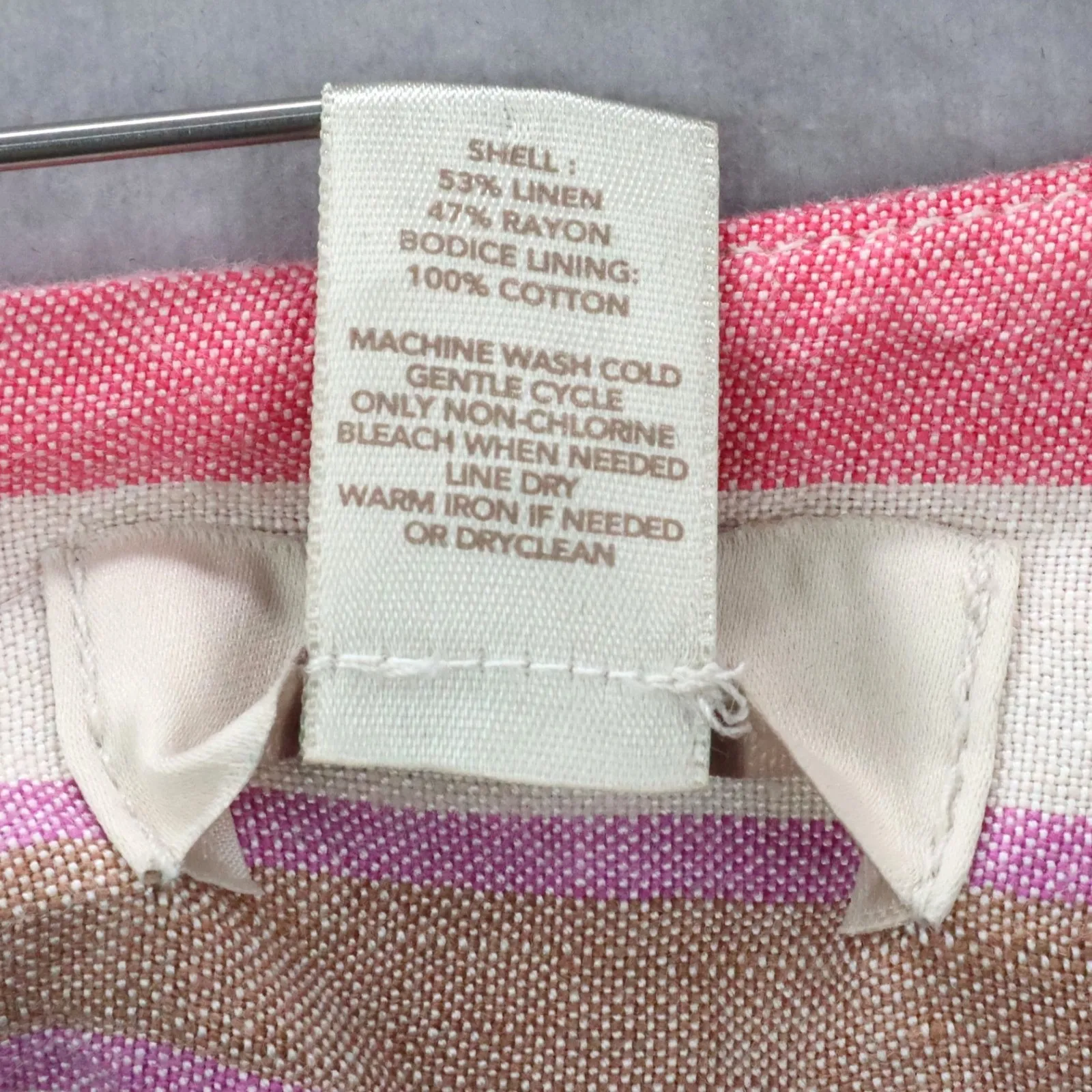 LOFT Striped Sleeveless Sundress Pink Gray Linen Blend‎ Casual Summer Pockets 16 - Image 9