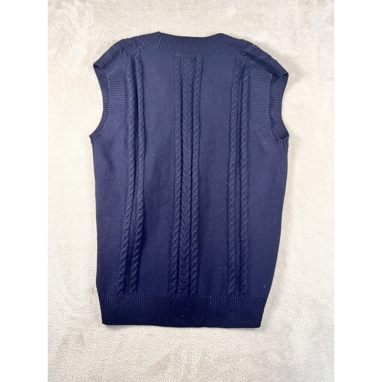 Sunday Best Aritzia Winston Sweater Vest Womens S Navy Cable Knit Wool Preppy Blue - Image 7