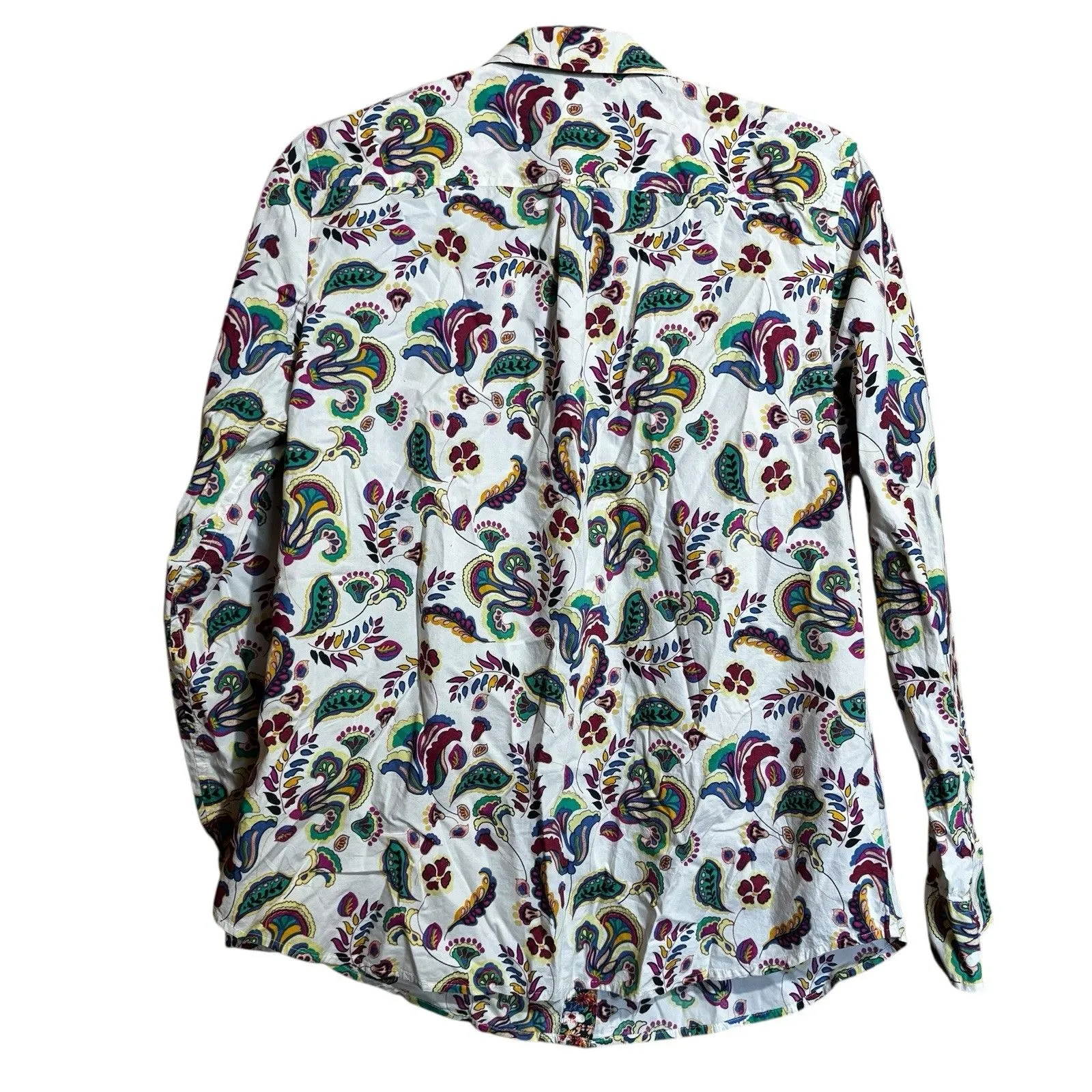 Talbots Top Women Medium Multicolor Floral Cotton Collared Button Up Blouse - Image 6