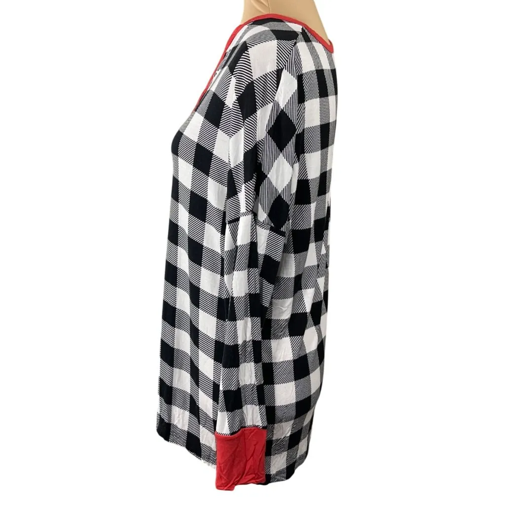 Little Sleepies Women's Pajamas Black White Buffalo Plaid Size M/L (READ) Bamboo - Image 2
