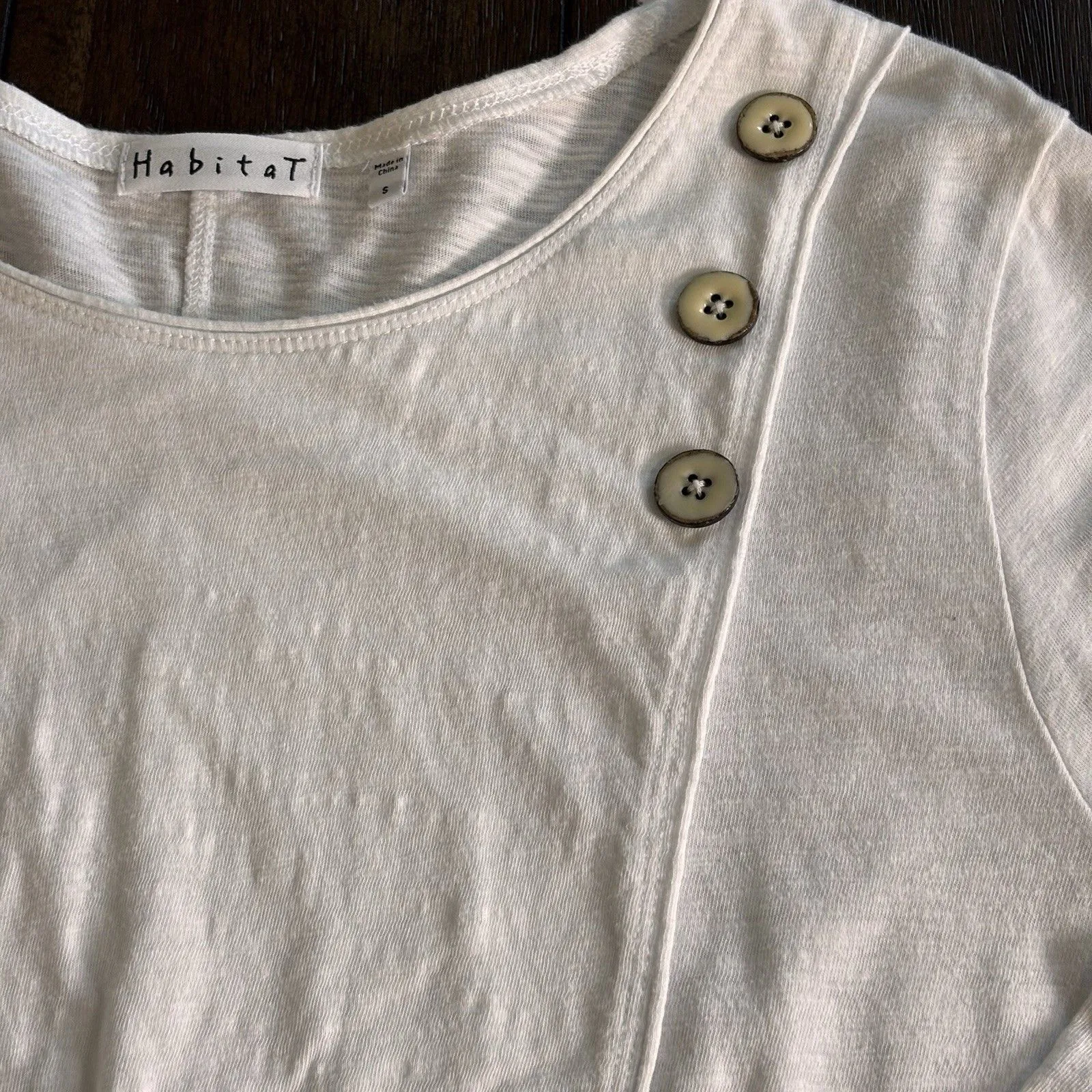 Habitat Clothes to Live In Artsy Lagenlook Top 100% Cotton Knit White Size Small - Image 7