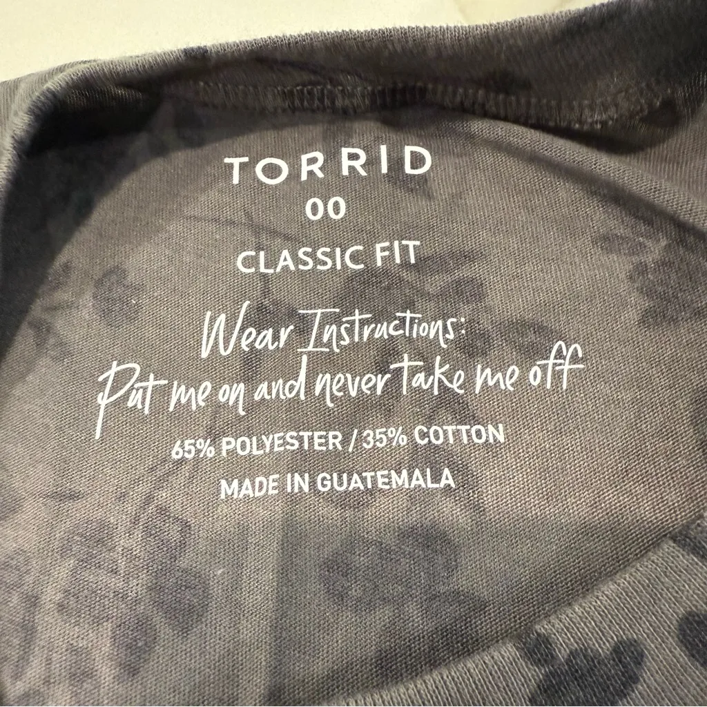 Torrid NWT CrewNeck Ruffle Shoulder Floral LongSleeve Shirt Womens 00 (M/L) Gray - Image 4