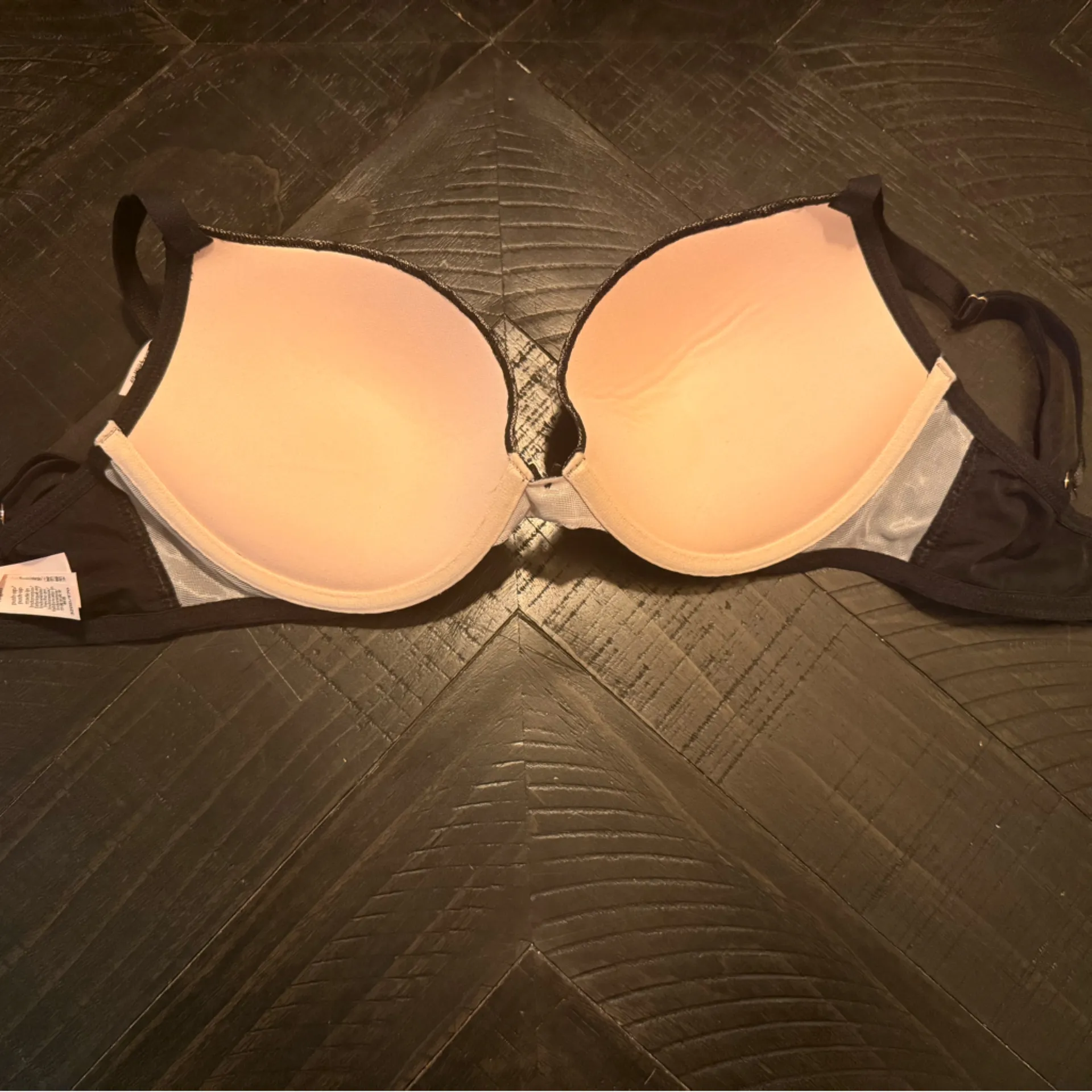 Victoria's Secret Black and Beige / Pink Lace Bra 32DD Dream Angels Push Up - Image 6