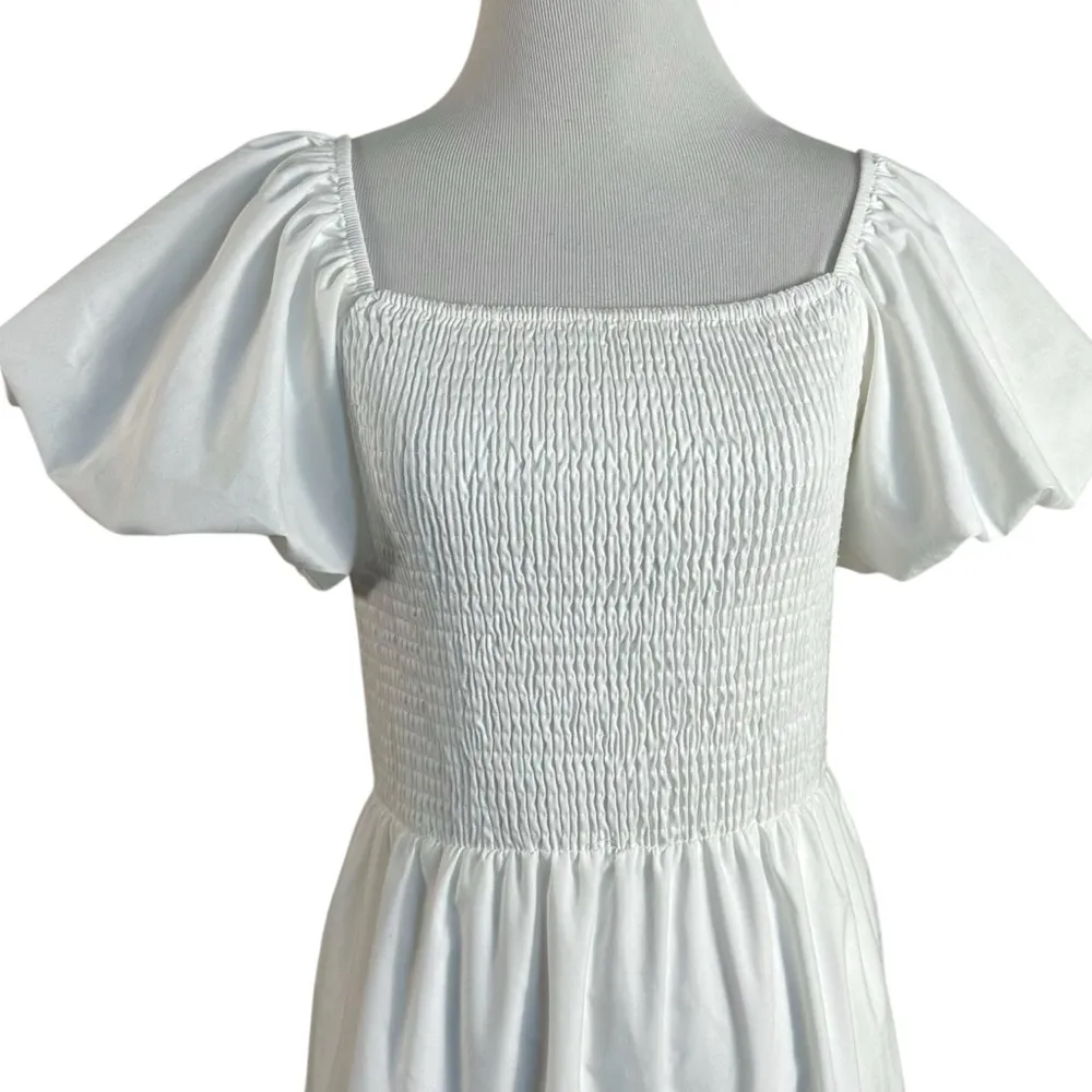 Pretty Garden Ethereal Dainty Tiered Midi Dress White Small Bubble Sleeve NWT - Image 7