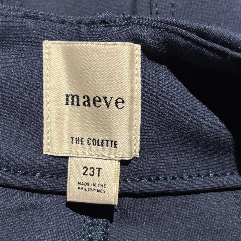 Maeve Anthropologie The Colette Ponte Crop Wide-Leg Pants Navy Size 23 Tall - Image 5