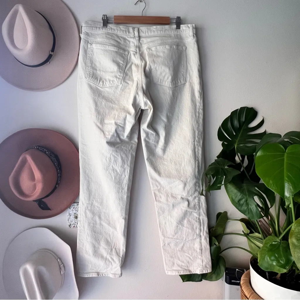 ABERCROMBIE & FITCH Mid Rise 90s Straight Jean Bone Womens SIZE 14‎ SHORT - Image 3