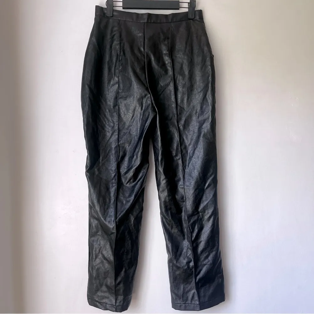 Princess Polly Encore Black Faux Leather High Rise Straight Leg Pants 6 - Image 14