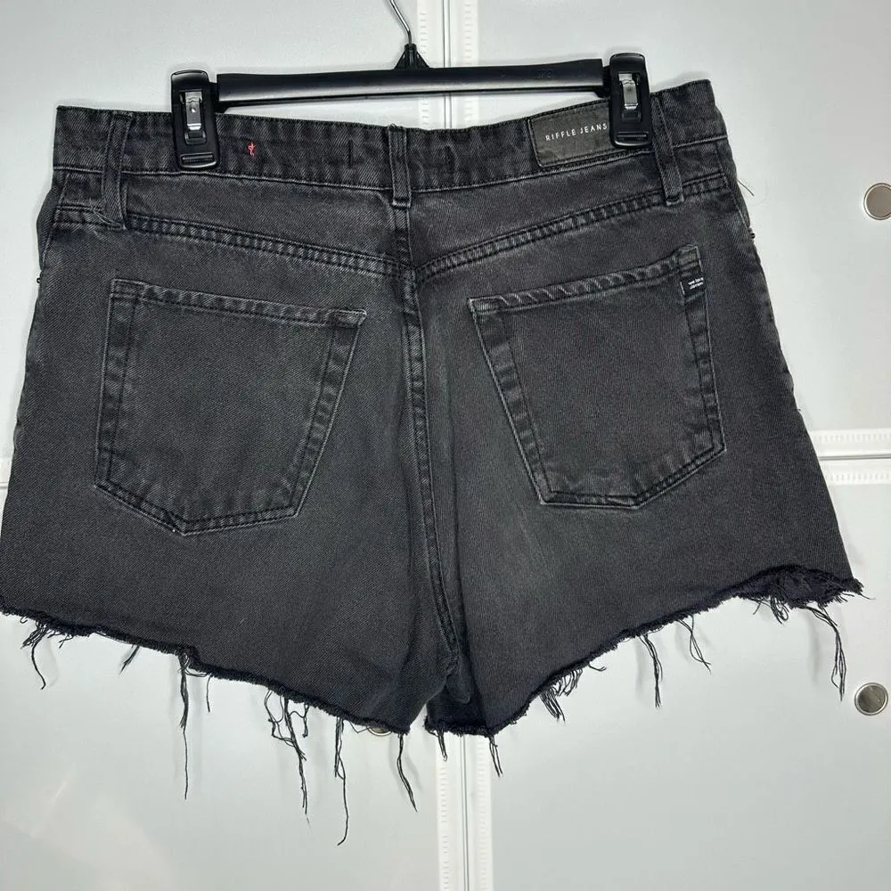 Riffle Jeans Black Cut Off MOM Jean Shorts Size 32 - Image 11