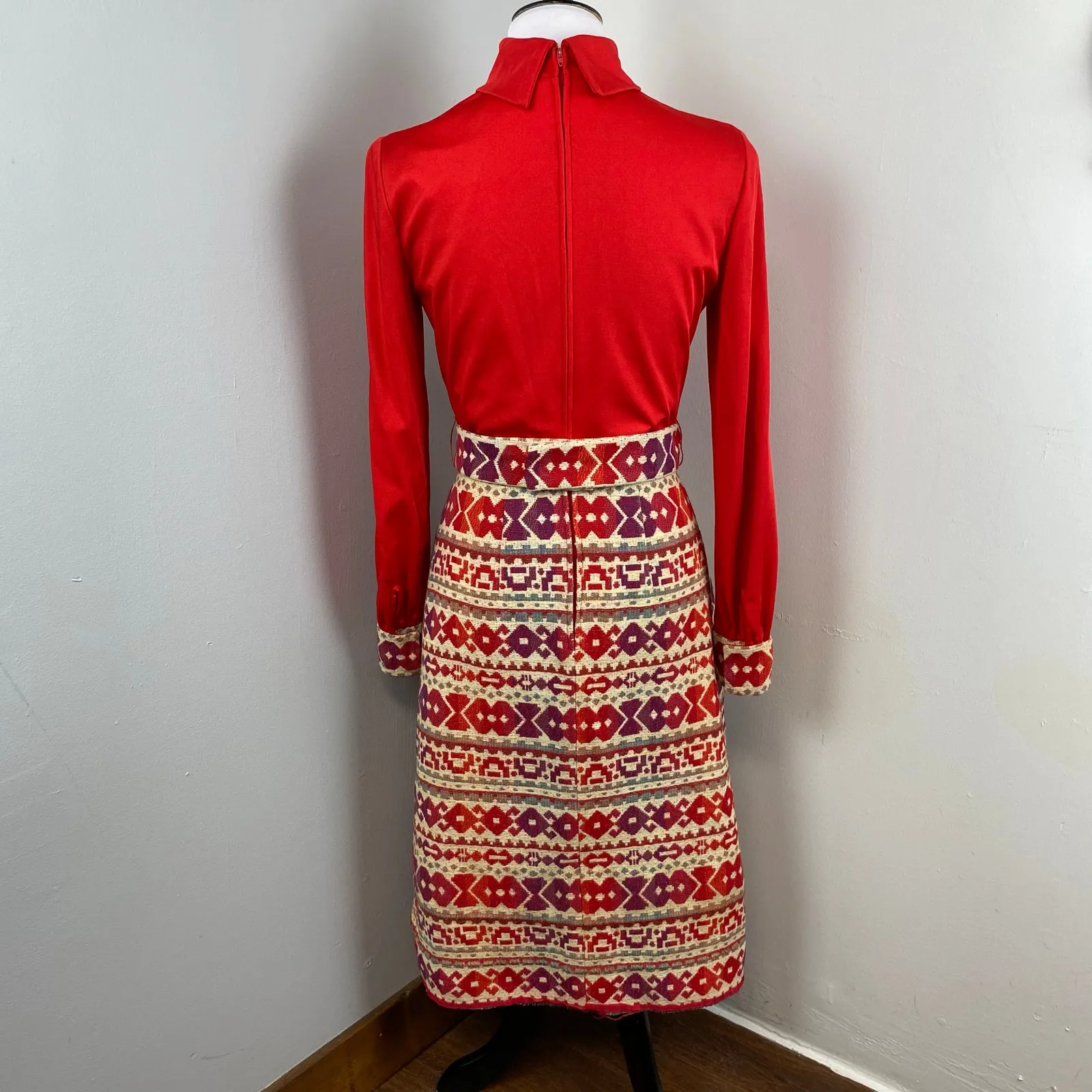 Vintage Mr Blackwell 1970s Midi Dress & Vest Set Folk - Image 10