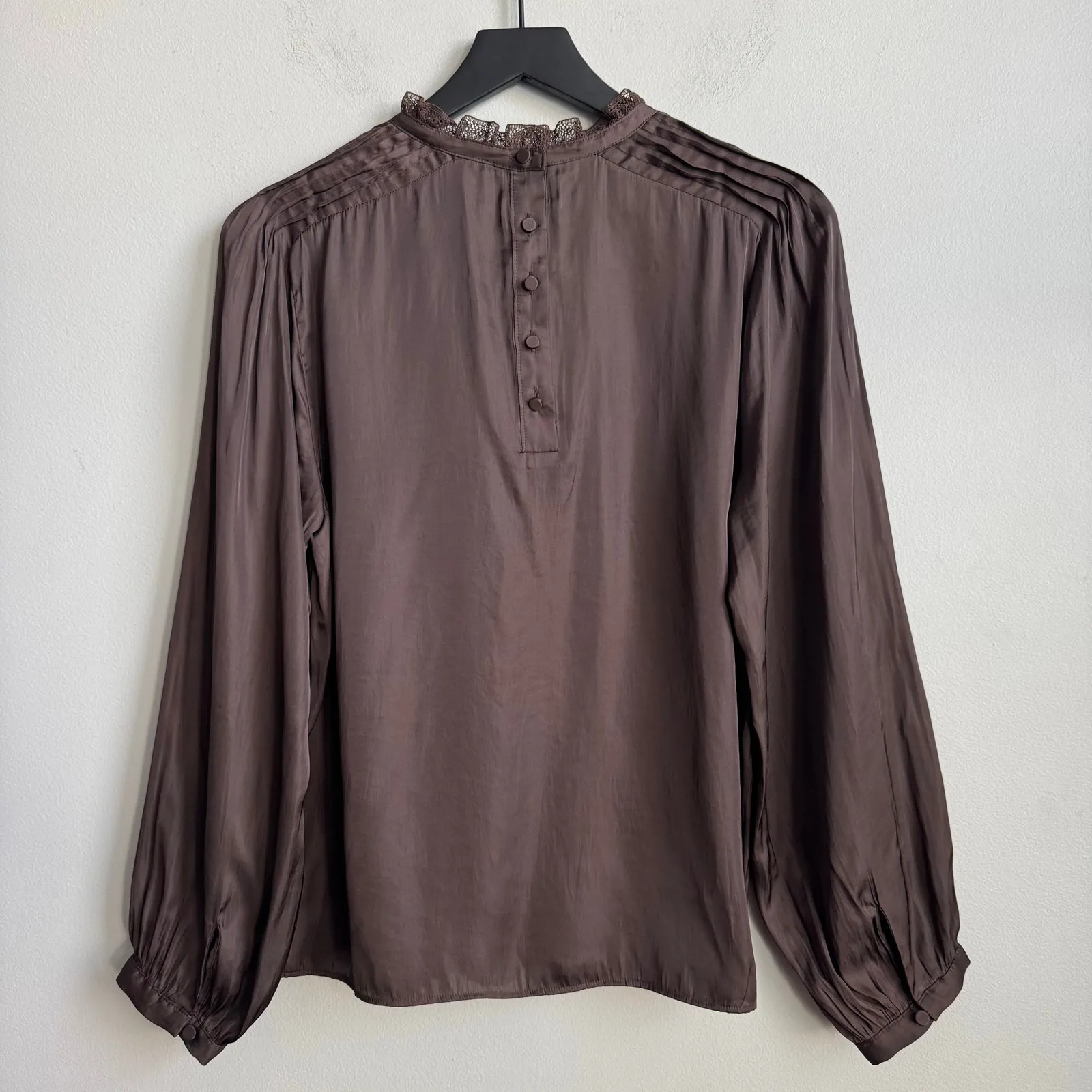 J. Crew Ruffle Neck Drapey Blouse in Brown Size Medium - Image 7