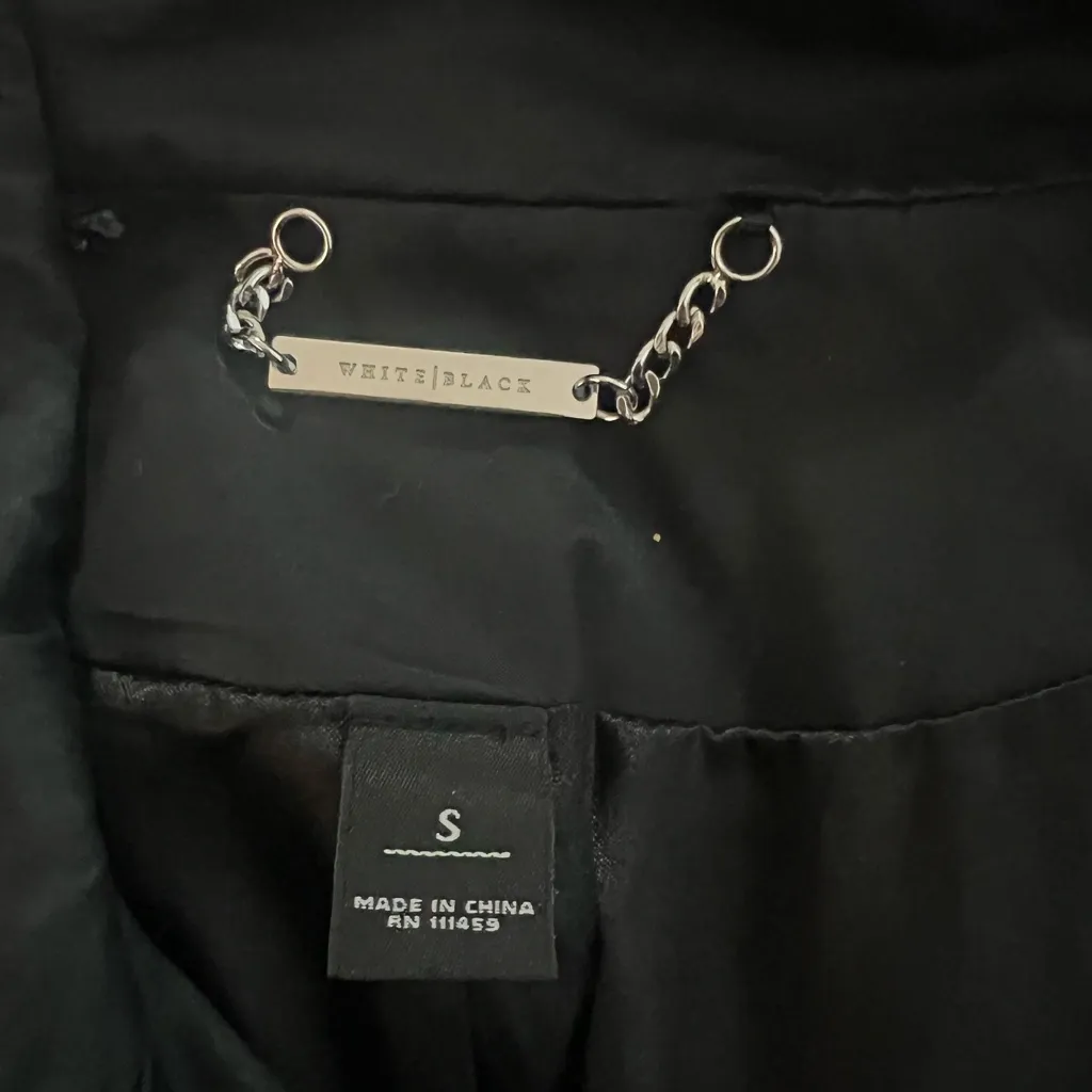 White House Black Market Black Double Breasted Trench Coat Cotton Nylon Size S - Image 12