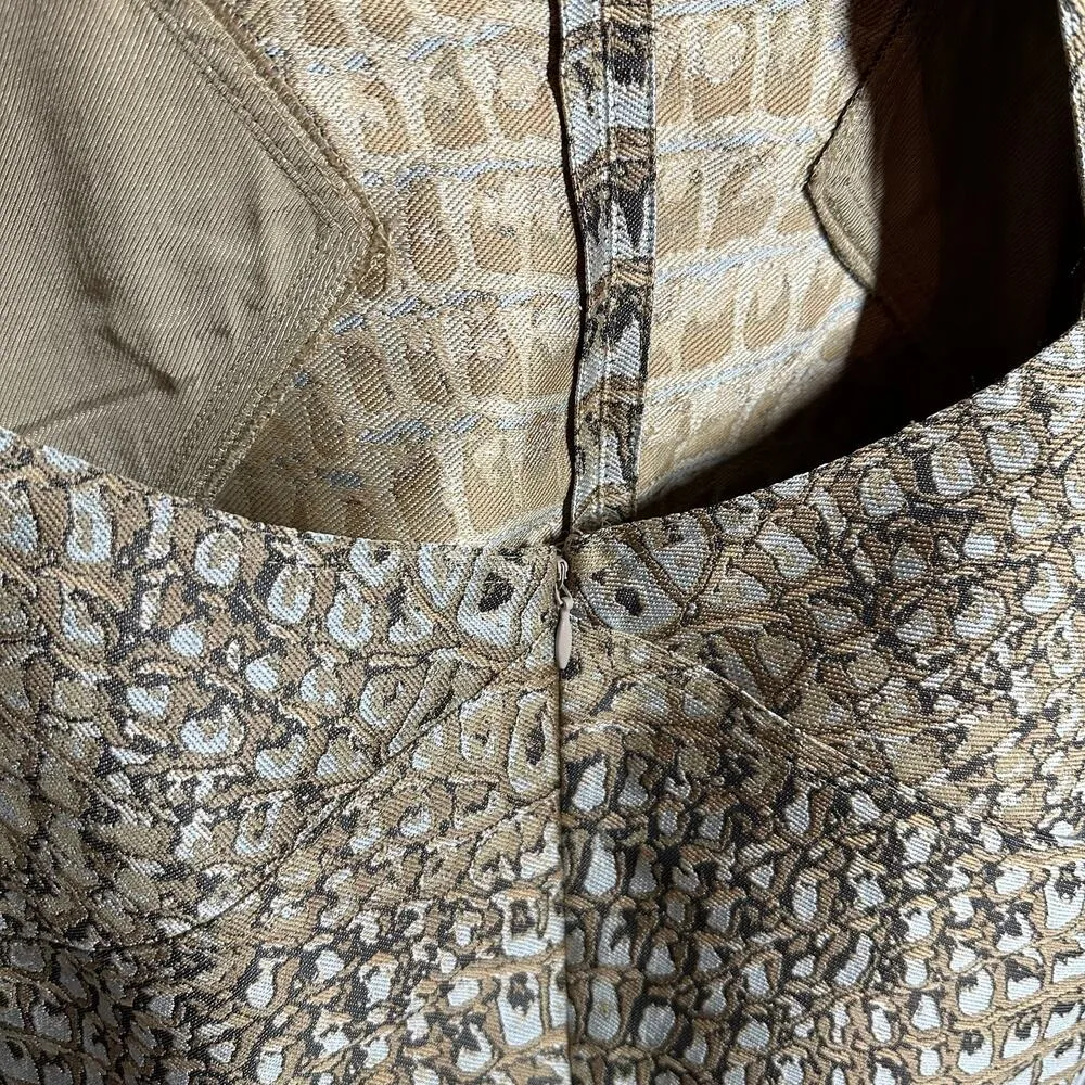 Stella McCartney Runway Crocodile Jacquard V-Neck Open Back Slit Dress Size 2 - Image 9