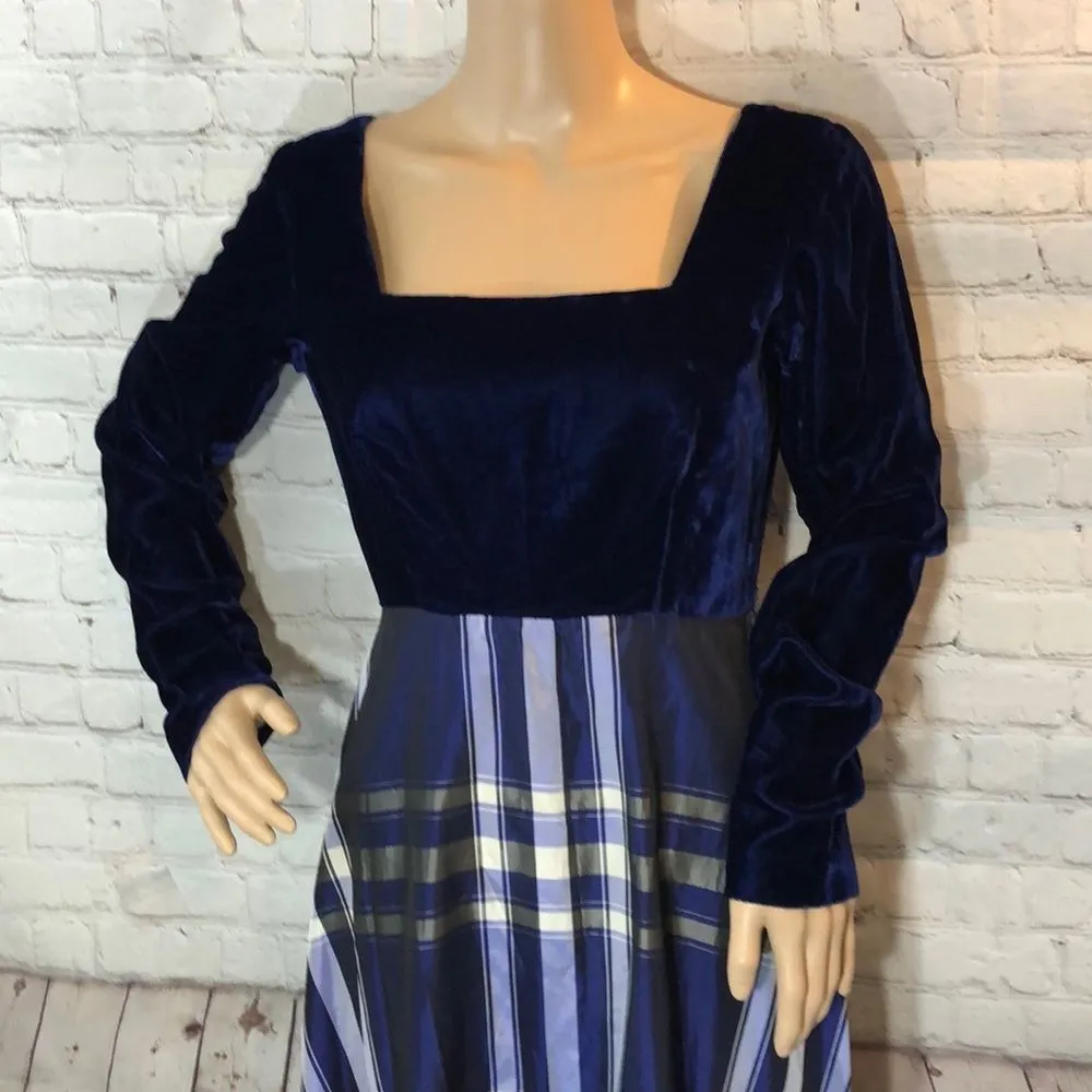 Neiman Marcus Vintage 1960s Velvet & Plaid Victorian Maxi Dress Small - Image 8
