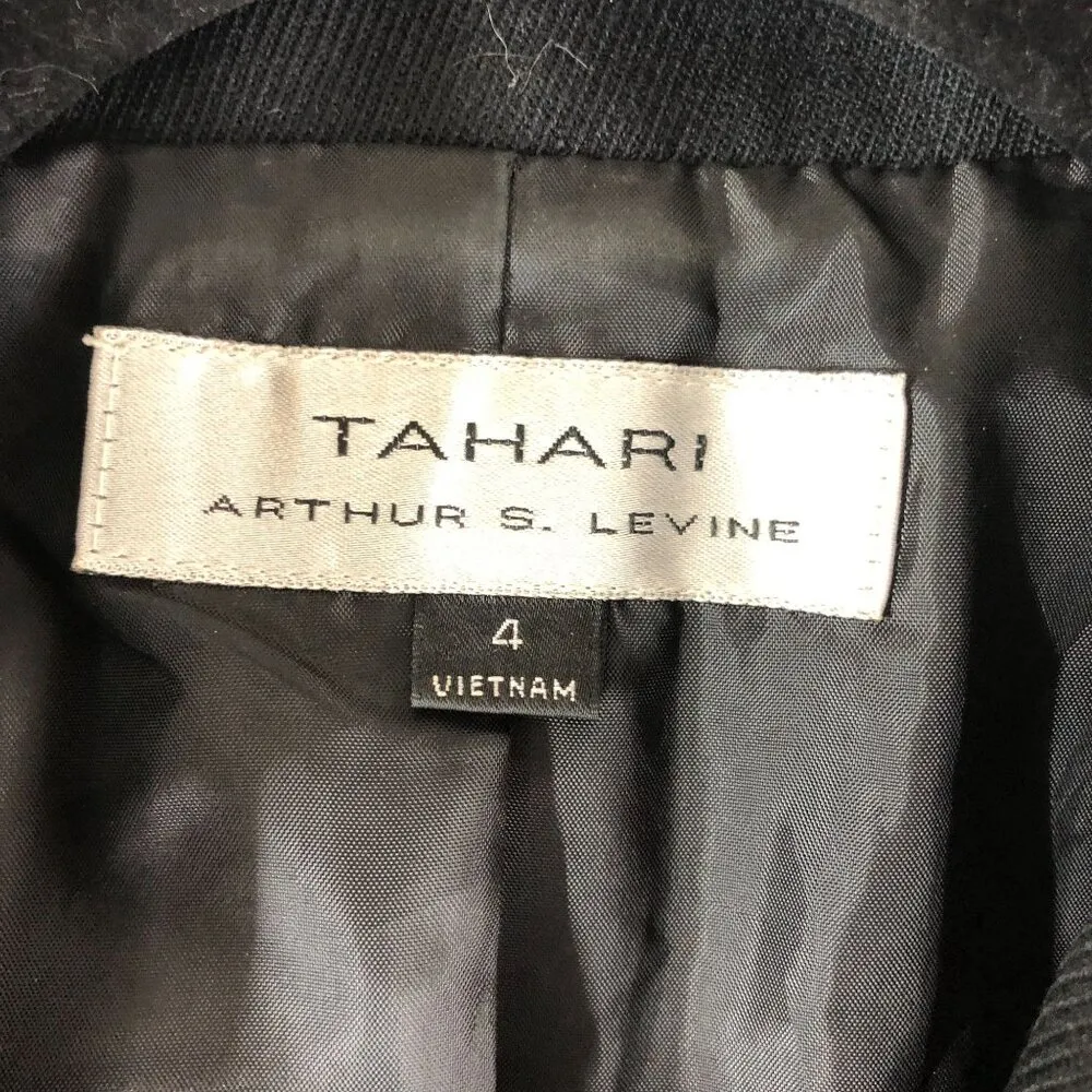 Tahari Arthur S Levine Womens Jacket Wool Blend Button Front Military Black 4 - Image 3