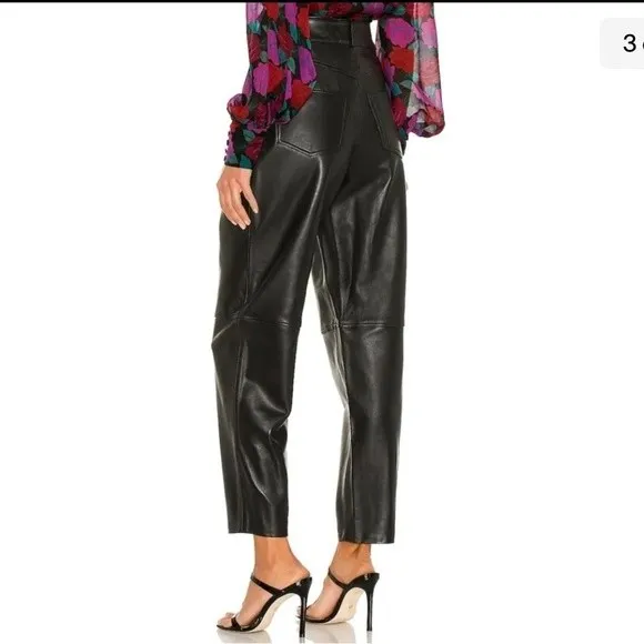GRLFRND  NWT leather Barrel Leg pants size 26 - Image 2