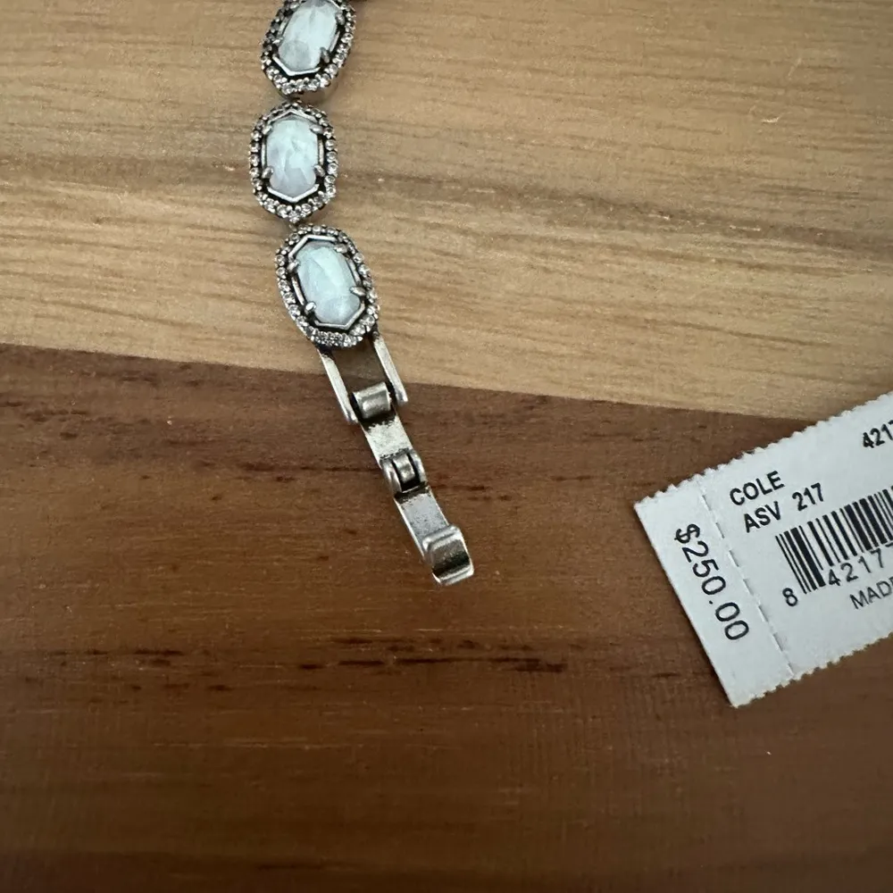 NWT Kendra Scott Cole Bracelet Antique Silver Ivory Mother Of Pearl - Image 3