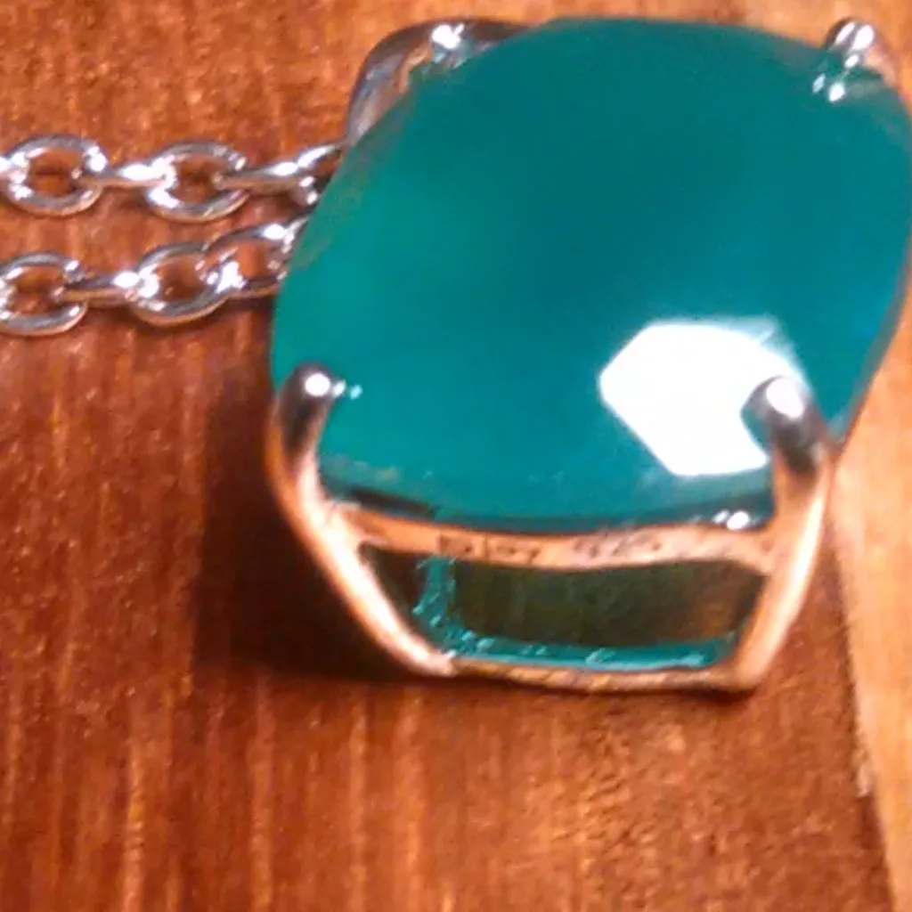Verde Onyx Sterling Silver Pendant Stainless Steel Necklace - Image 8