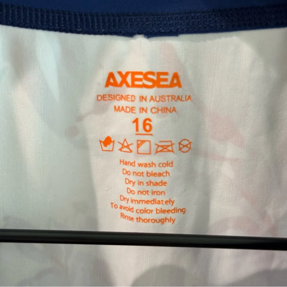 AXESEA Womens Rash Guard Long Sleeve One Piece Swimsuit UPF 50+ Size 16 Blue - Image 8