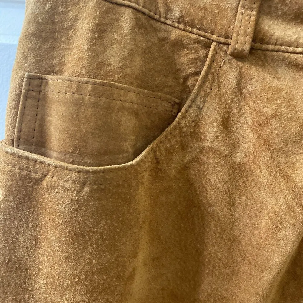 VTG Bushwhacker Brown Real Suede Pants Size 8 Women’s High Waist Western Style - Image 6