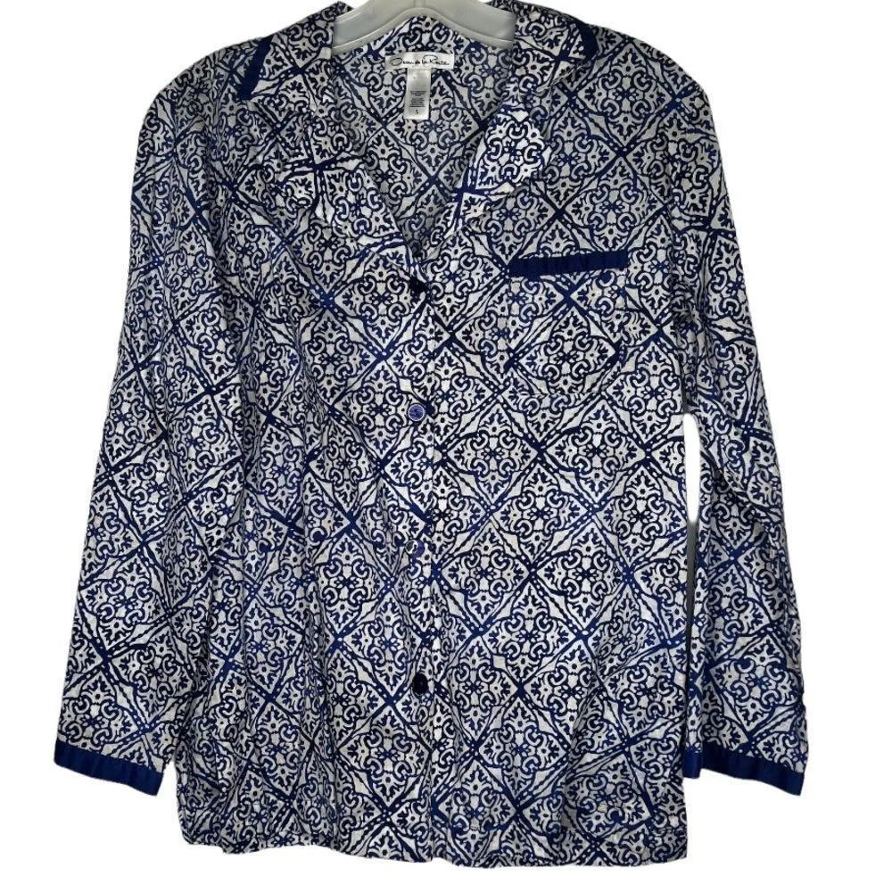 Oscar de la Renta Two Piece Pajama‎ Set White - Image 2