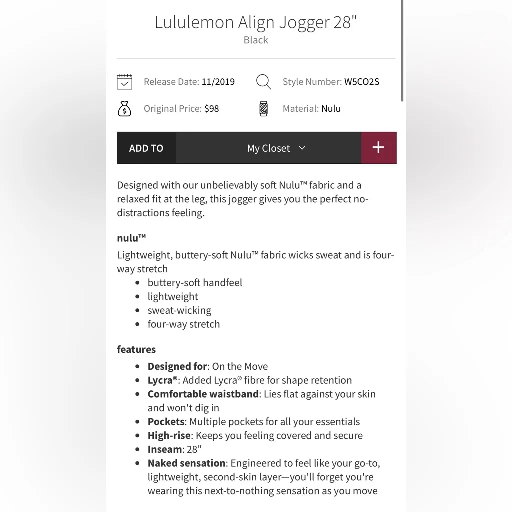 Lululemon Align Joggers 28” Pants in Black with Pockets Size 4 - Image 6