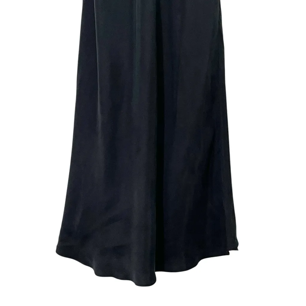 J. Crew Gwyneth Cupro Blend Slip Dress Size 12 Black Midi Sheath Minimalist Y2K - Image 5