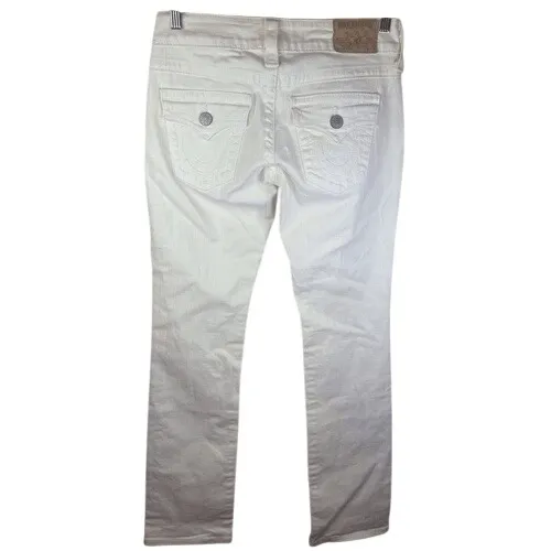 True Religion Womens‎ Ricky Straight White Denim Jean Size 27 Streetwear Summer - Image 6