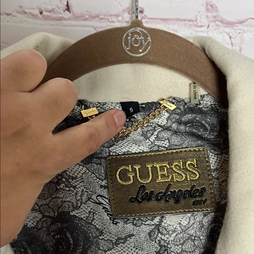 GUESS Women's Ivory Double Breasted Pea‎ Coat Size Small - Image 2