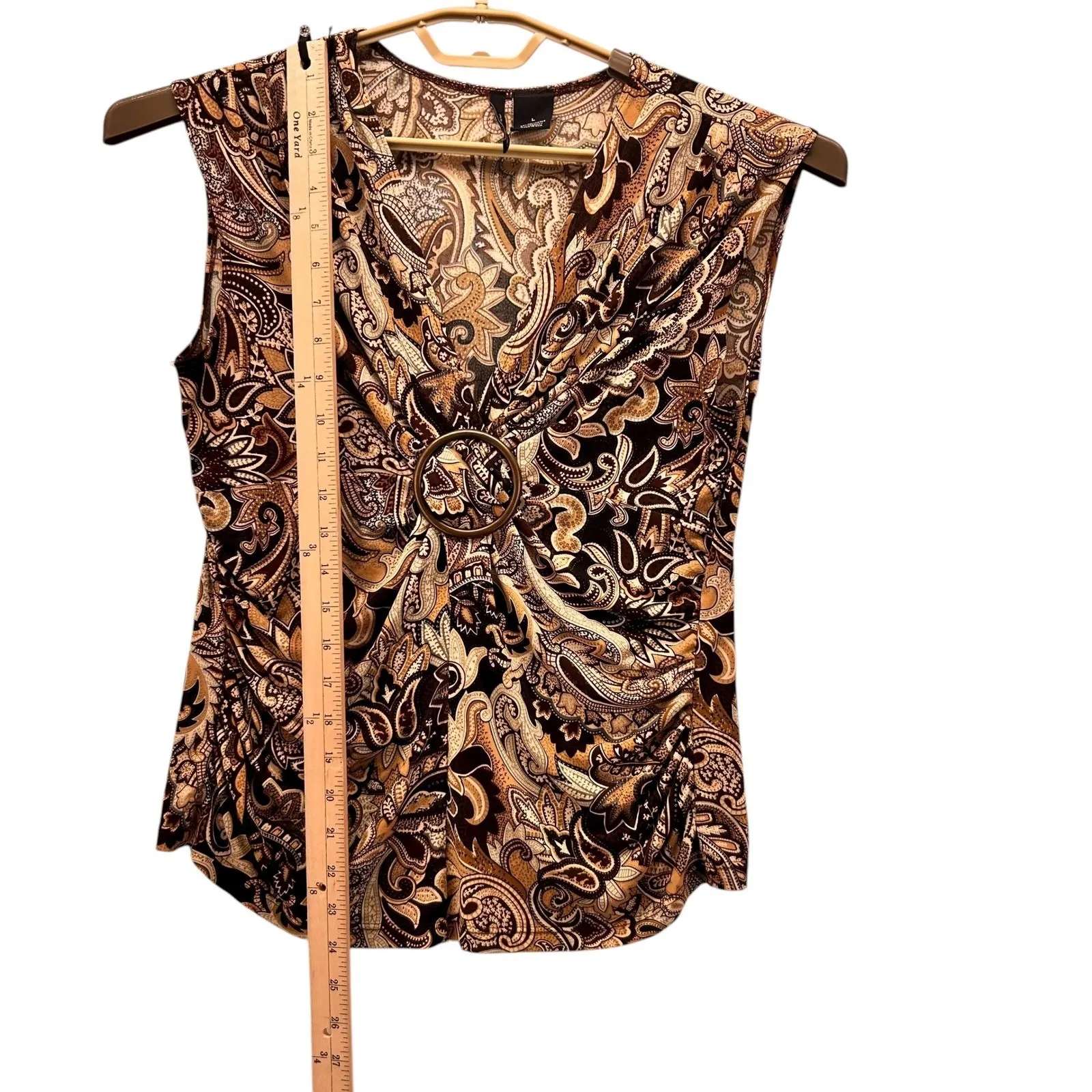Vintage 90s Paisley Blouse Brown Large‎ - Image 12