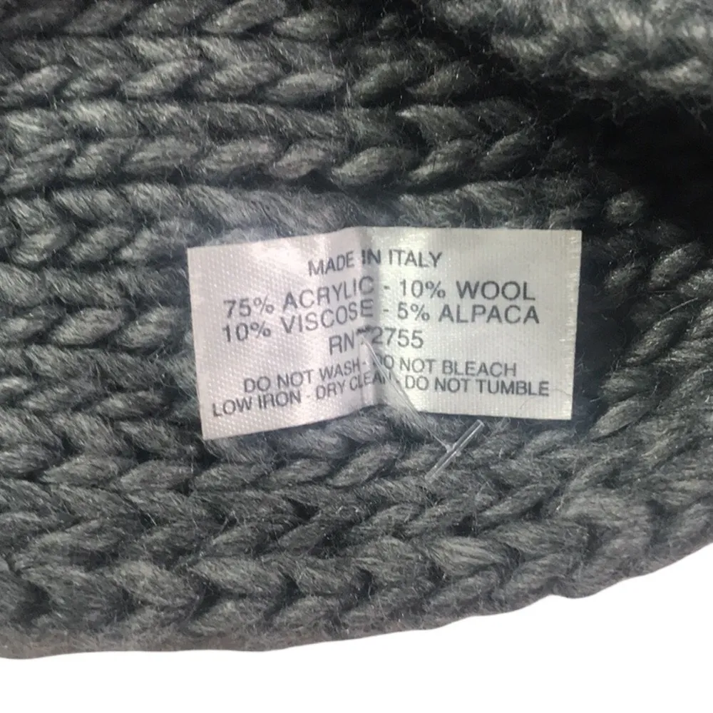 Luciano Benzi Italian Fashion Wool/Alpaca Blend Knit Gray Ear Warmer - Image 5