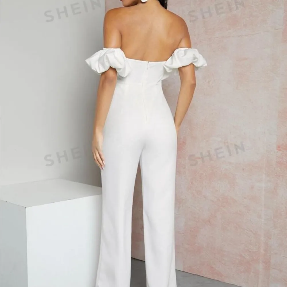 SheIn  , white,ruffle shoulder jumpsuit - Image 3