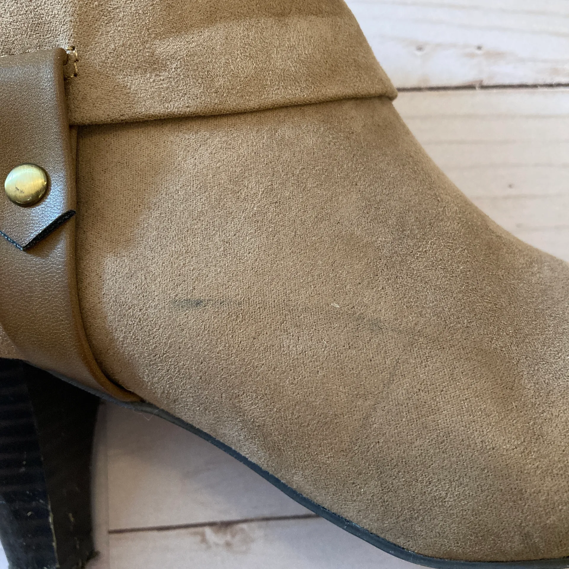 Heeled Ankle Taupe Brown Almond Toed Booties Sz 7 - Image 8