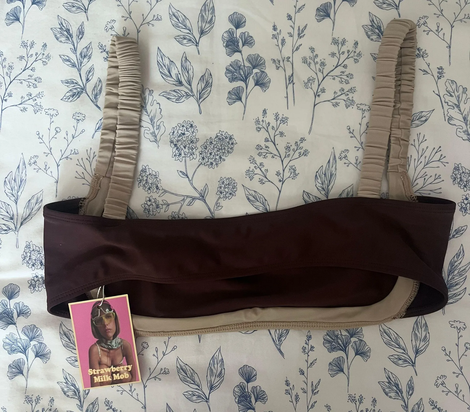 Strawberry Milk Mob Bikini Top Brown Size L - Image 2