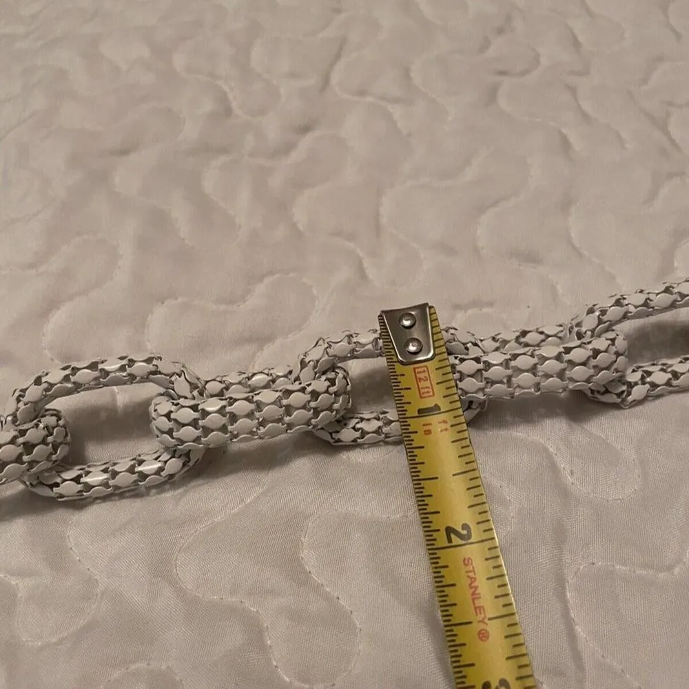 EXPRESS Signed  Chunky White Chain Costume Necklace Adjustable Length - Image 10